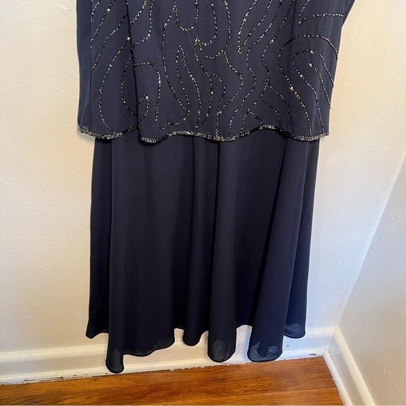 Vintage Anthony Richards Beaded Dance Dress Navy Blue - Picture 3 of 10
